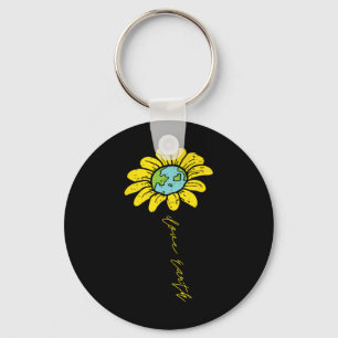 Sunflower Love Earth Day Retro Nature Environmenta Key Ring