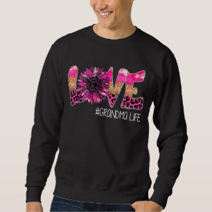 Sunflower Love Grandma Leopard Pink Mum Mama Mothe Sweatshirt