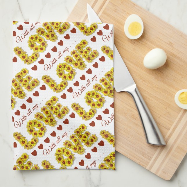 Sunflower Love Kitchen Towel (Quarter Fold)