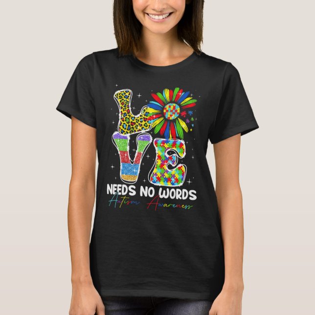 Sunflower Love Needs No Words Autism Awareness Men T-Shirt (Front)