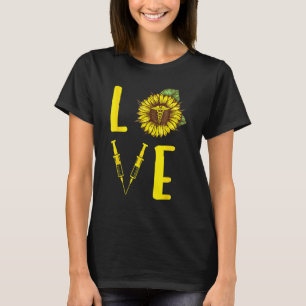 Sunflower Love Nurse Nursing Flower Vintage For Nu T-Shirt