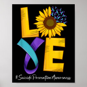 Sunflower Love Teal & Purple Ribbon Suicide Pr Poster