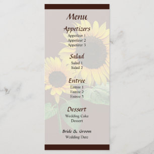 Sunflower Love Wedding Menu
