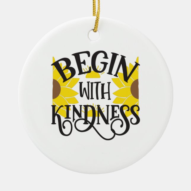 Sunflower Lover | Begin With Kindness Ceramic Tree Decoration (Front)
