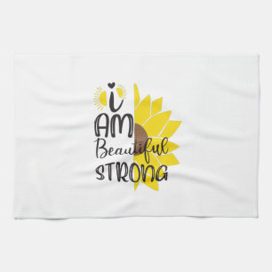 Sunflower Lover I Am Beautiful Strong Tea Towel