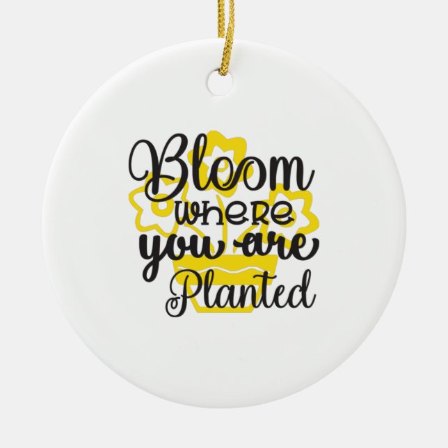 Sunflower Lover | Where You Are Planted Ceramic Tree Decoration (Front)