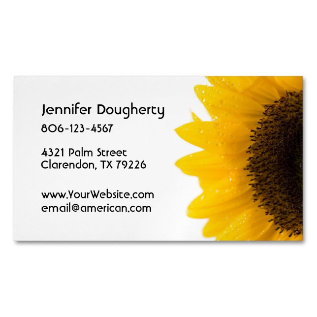 Sunflower Magnetic Business Card (Front)