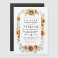 Sunflower Magnetic Watercolor Wedding Invitations
