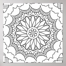 Sunflower Mandala Colouring Poster