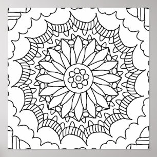 Sunflower Mandala Colouring Poster