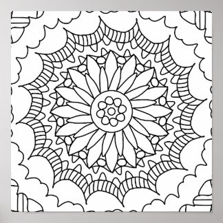 Sunflower Mandala Colouring Poster