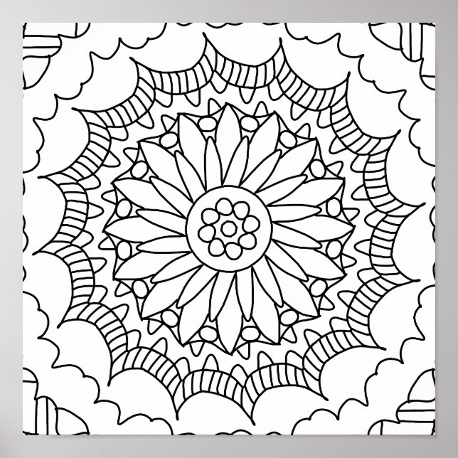 Sunflower Mandala Colouring Poster (Front)