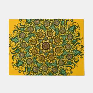 Sunflower Mandala Nature Lover Sunflowers Floral Doormat
