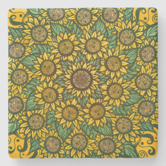 Sunflower Mandala Nature Lover Sunflowers Floral Stone Coaster