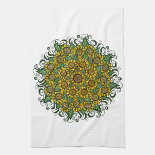 Sunflower Mandala Nature Lover Sunflowers Floral   Tea Towel