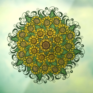 Sunflower Mandala Nature Lover Sunflowers Floral   Window Cling