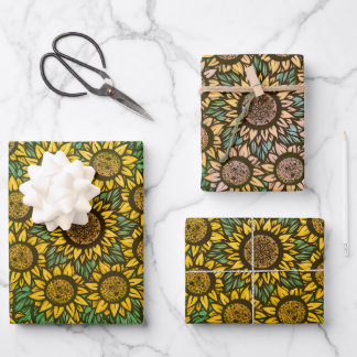 Sunflower Mandala Nature Lover Sunflowers Floral Wrapping Paper Sheet