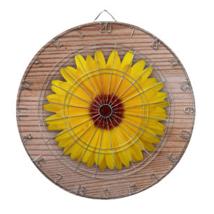 Sunflower Marigold on Rustic Wooden Boards