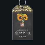 Sunflower Mason Jar Chalkboard Bridal Shower Gift Tags<br><div class="desc">Sunflower Mason Jar Chalkboard Bridal Shower Tags -  feature a chalkboard background with decorative string lights and a mason jar at the bottom that's decorated with burlap and lace. Jar is also filled with sunflowers. See the full matching design collection on this page.</div>