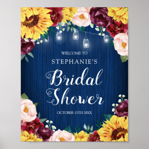 Sunflower Mason Jar Lights  Bridal Shower Poster