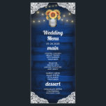 Sunflower Mason Jar Wood Lace Wedding Menu Cards<br><div class="desc">Sunflower Mason Jar Wood Lace Wedding Menu Cards - feature a blue barn wood background trimmed with lace and decorated with warm coloured string twinkle lights. The design also features a bouquet of sunflowers inside a mason jar that you can customise the initials to those of your choice. The back...</div>