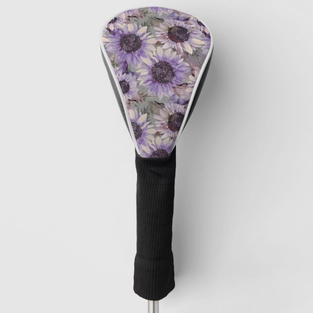 Sunflower Mauve Pattern Golf Head Cover (Front)