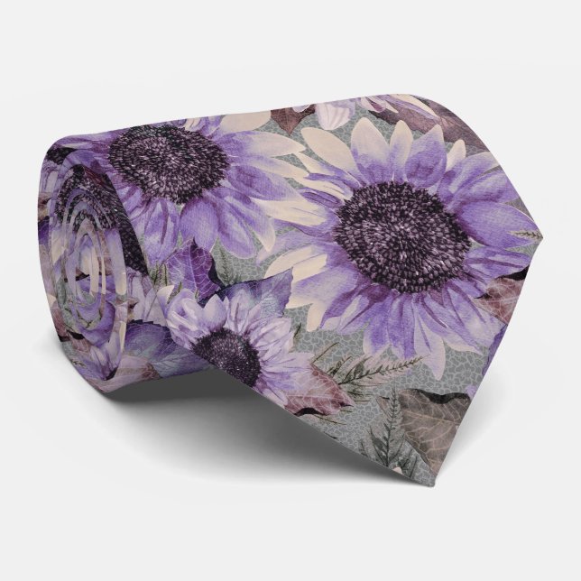 Sunflower Mauve Patterned  Tie (Rolled)