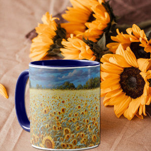 Sunflower Meadow and Sky Art Mug Cup