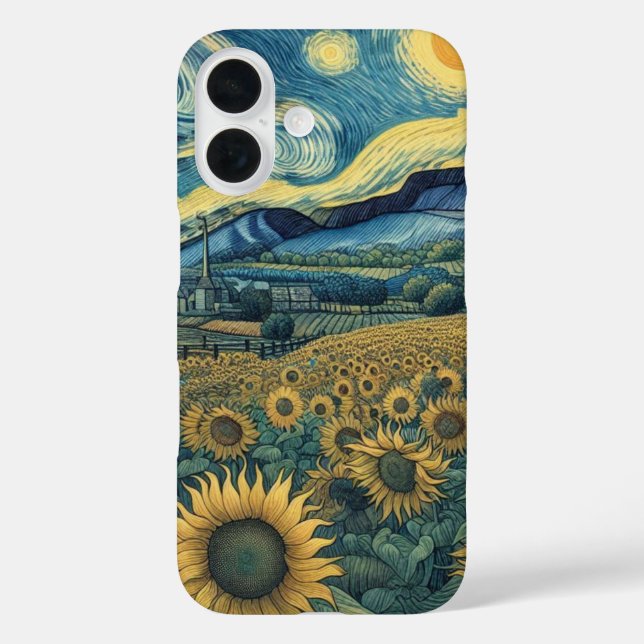 Sunflower Meadow in the Starry Night Case-Mate iPhone Case (Back)