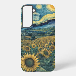 Sunflower Meadow in the Starry Night Samsung Galaxy Case