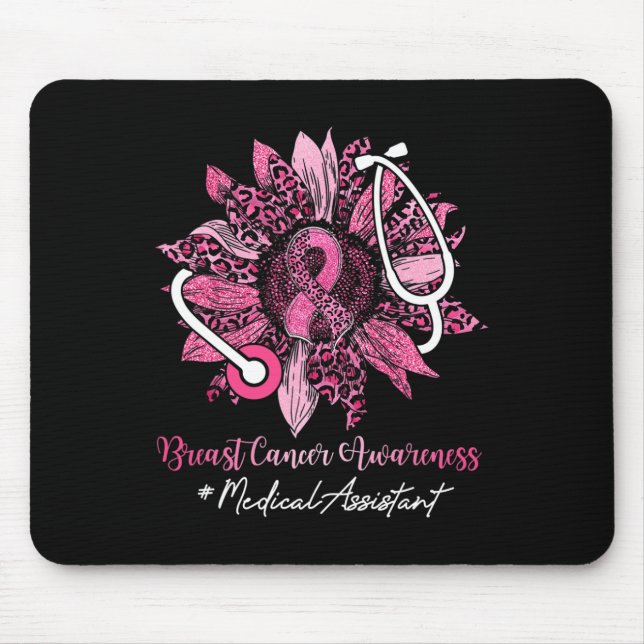 Sunflower Medical Assistant Ribbon Breast Cancer A Mouse Mat (Front)