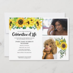 Sunflower memorial death anniversary colour photo  invitation
