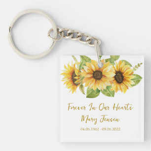 Sunflower Memorial Funeral Photo Key Ring