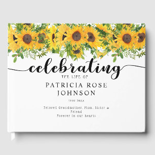 Sunflower Memorial Funeral Remembrance Guest Book