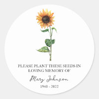 Sunflower Memorial Funeral Seed Packet