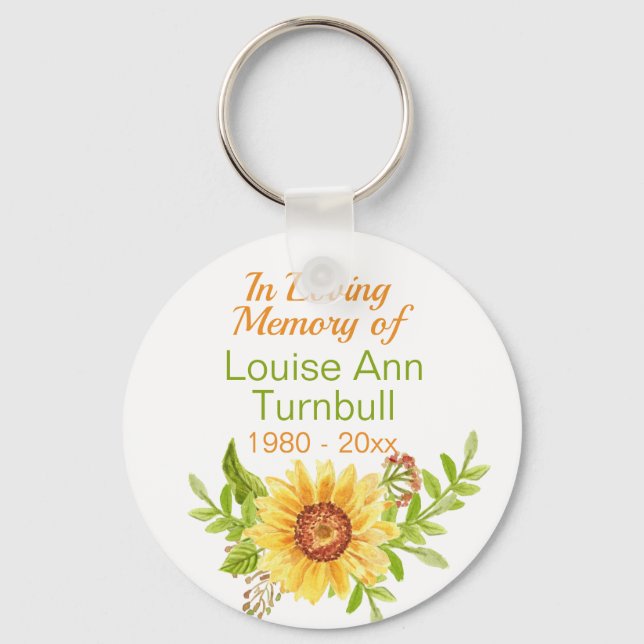 Sunflower Memorial In Loving Memory of Key Ring (Front)