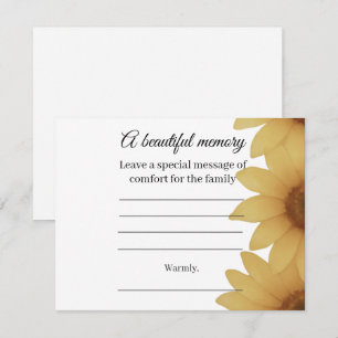 Sunflower memorial message card