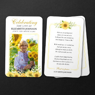 Sunflower Memorial Photo Funeral Prayer Card