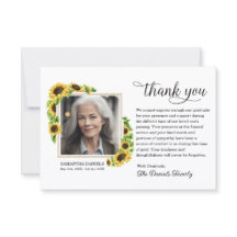 Sunflower Memorial Photo Funeral Thank You Card