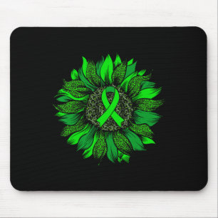 Sunflower Mental Health Awareness Green Ribbon Wom Mouse Mat