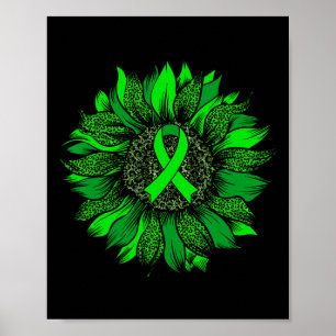 Sunflower Mental Health Awareness Green Ribbon Wom Poster