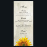 Sunflower menu. Rustic wedding dinner menu card<br><div class="desc">Matching items - https://goo.gl/r6nm2B ♥ You can change colour or size of font: click on the button "Customise" ♥ Suitable for birthday,  anniversary and any other party ♥ Contact me,  please,  if you need additional items.</div>