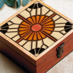 Sunflower Mid-Century Symmetry Arts Craft Movement Tile