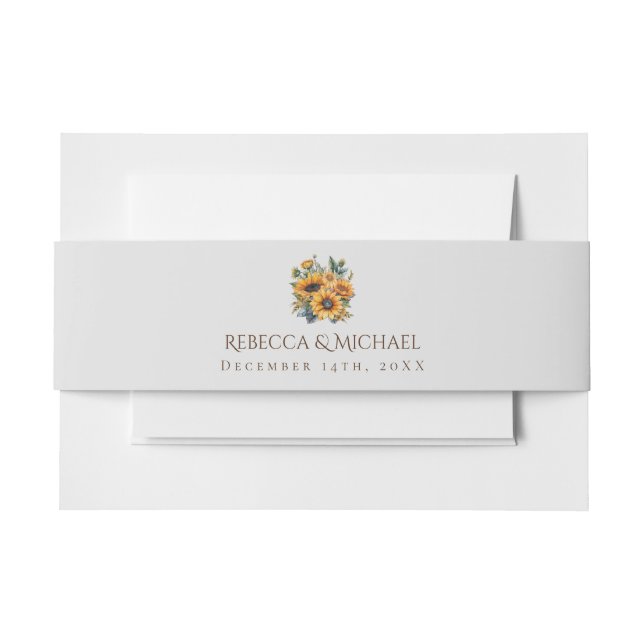 Sunflower Minimalist Elegant Wedding Invitation Belly Band (Front Example)