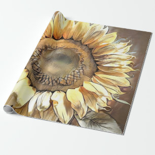 Sunflower Mirror Modern Art Collection Wrapping Paper