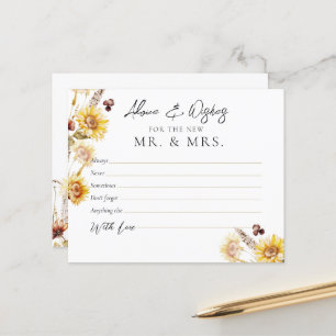 Sunflower Modern Bridal Shower Advice & Wishes