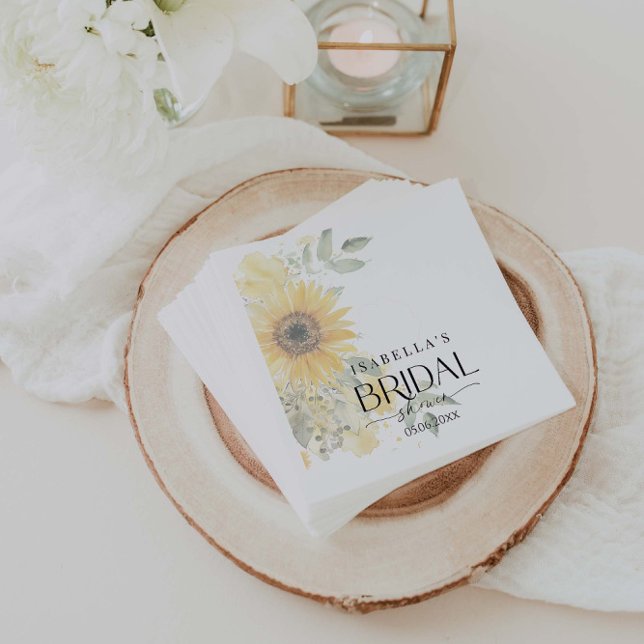 Sunflower Modern Floral Bridal Shower Napkin (Creator Uploaded)