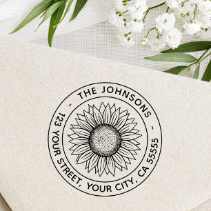 Sunflower modern return address self-inking stamp