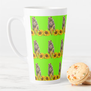 Sunflower Monkey Floral Latte Mug