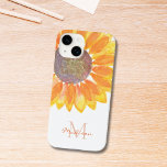 Sunflower Monogram Case-Mate iPhone 14 Case<br><div class="desc">This floral iPhone case is decorated with a yellow watercolor sunflower and monogram in stylish typography.
Easily customisable. 
Original Watercolor © Michele Davies.</div>